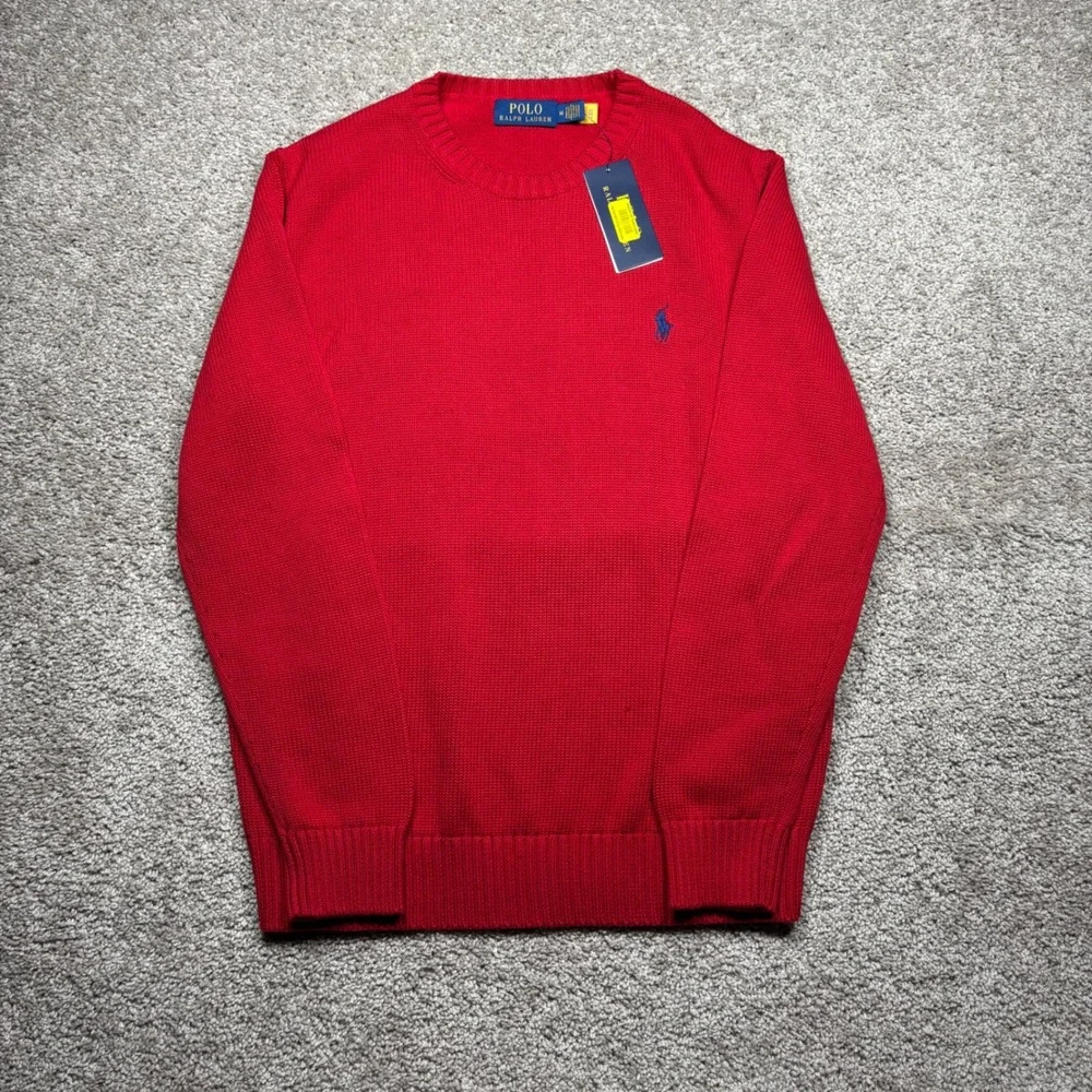 Polo Ralph Lauren Mens Red Cotton Crewneck Sweater M Classics 710810846017